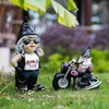 Garden Gnomes Statuebiker w skórzanej kurtce Funny Knomes for Yard Decoroutdoor Krasnoluki