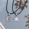 Pendant Necklaces 2 -Pieces-set Of Couple Necklace Moon Star Alloy For Girlfriend Jewelry Valentine's Day Gift