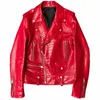 Mauroicardi Spring Red Wzór sztuczny skórzany kurtka motocyklowa Długie rękaw zamek błyskawiczny plus rozmiar projektantów mężczyzn odzieży 4xl 5xl 240106
