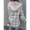 レディースジャケットフォールフード付きジャケット秋の冬のラペルデタッチ可能なツイードフレンチビンテージルーズコート