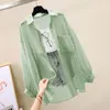 Damenblusen, Chiffon-Knopf, Sonnenschutz-Shirts, Langarm-Cardigan, Harajuku, dünne koreanische Mode, lockere Freizeitjacke, weißes Hemd, Tops