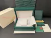 Toppklass Dark Green Watch Boxes 0,8 kg trä originalklockor lämpliga för 126610 126710 126613 126600 handväska med kortcertifikat högkvalitativa klockor box-a