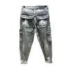 Autumn Men Vintage Wash Denim Jeans Slim Stretch Brand Trousers Men Light Blue Fashion Men's Clothing Pencil Pants 240108