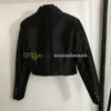 Chaqueta corta de lujo para mujer, chaquetas negras con cuello de solapa, abrigo de manga larga con botones de diseñador, prendas de vestir exteriores para primavera y verano