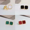 2021 Stud Four Leaf Clover Earring Stud Earrings Designer For Women Fashion Jewelry Woman 18K Gold Plated Blue Red Pink Ear Ring Luxury Jewelrys Gifts Accessories