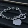 5ct9 Designer Tiffanyset Charm Bracelets t Family Same Heart Arrow Bracelet Double One Piercing Ot Buckle Chain Steel Seal Al