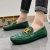 New Fashion Green Leather Loafers for Comfort Slip-on Casual Big Size 48 Driving Shoes Men Footwear Zapatos De Hombre