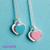 Iovo Designer Tiffanyset Pendentif Colliers Haute Edition t Accueil Émail Double Coeur Collier 925 Sterling Argent Amour Bleu Rose Rouge Collier En Forme De Coeur Chaîne Li