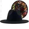 Bérets extérieur noir bande intérieure laine feutre Jazz Fedora chapeaux avec boucle de ceinture mince hommes femmes large bord Panama Trilby casquette 56-58 cm
