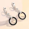 Stud Oorbellen 1 Paar vrouwen Creatieve Zwarte Cirkel Ster Dangle Ingelegd Zirkoon Oor Clip Dames Mode-sieraden E2211