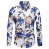 Casual overhemden voor heren 2024 lente en herfst slim fit plus maat bloemenshirt met lange mouwen mode