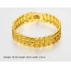 Hoyon 24K Pure Gold Color Watch Armband för män Dragon Mönster Charms Bangles Male Gentleman Chain Wedding 999 Fina smycken 240106