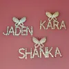 Icy Butterfly necklace with Custom Name Plate Bling Letters Necklace Personalized Jewelry Personalised Gifts for Her 240106