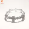 NEU DIGN ICED Out Cross VVS Moissanite Kette Hip Hop Schmuck Sier 16mm Diamant Cuban Link Armband