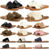 Designer Womens Woody Sandals Fluffy Flat Mule Slides Beige White Black Pink Lace Lettering Canvas Fuzzy Tisters Summer Home Shoes Women Famous Plate-Forme Sandles