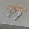Desginer Viviene Westwoods Empress Dowager Circle Saturn Earrings Women's Premium Gold Silver Planet Ring Earrings Same Style