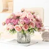 装飾的な花シルクローズレッドペーニーブーケ人工オフィスシミュレーションShugar Peonies Fake Flower Auditorium Decoration