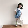 1-7 anos crianças curto denim macacão criança menino menina solta suspender calça curta jeans roupas moda macacão 240108