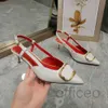 Designer Sandals Women V shoes Pumps Leather High heels Slingback Signature Calfskin Lace-Up Pump Bright Pointed Toe Sandal Fashion Party for Womens Dress shoes