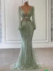 Robes 2023 Aso Ebi menthe sirène robe de bal paillettes dentelle soirée formelle fête deuxième réception anniversaire demoiselle d'honneur robes de fiançailles Dres