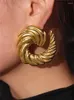 Stud Earrings HangZhi Design Cowhorn Vortex Earring Geometric Gold Sliver Color Spiral Exaggerated Charm Trend Vintage Large Jewelry