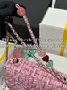 12A Upgrade Spiegelqualität Designer Mini Square Flap Damen Echtleder Tweed gesteppte Handtaschen Schwarze Handtasche Umhängetasche Schultertasche Herzkette Box Bag