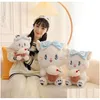 Animais de pelúcia de pelúcia 38cm gato bonito com sorvete branco p brinquedo kawaii pp algodão slee travesseiro festival presente boneca crianças brinquedos gota entrega dh7ka