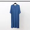 Modalny piżama ubrania domowe dla mężczyzn z krótkim rękawem dekoltowym koszulą nocną koszulką luźne duże rozmiar męskie bawełniane bawełniane 240108