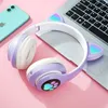 Leuke Cat Ears-hoofdtelefoon Bluetooth draadloze gaming-headset met knipperende LED-lichtroze stereomuziekoordop