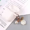 Key Rings Girls Women Heart Shell Pendant Keychain Fashion Elegant Letter Label Imitation Pearls Key Chain Handbag HangPendant Keyring J240108