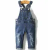 0-8T Spring Kids Overalls Slim Trousers Boys Girls Suspender Bib Denim Pants Kids Jeans Jumpsuit Clothes Children Clothing 2051 240108