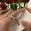 Cluster Rings Real 925 Sterling Silver Personality Flower Pearl Adjustable Retro Ring Fine Jewelry For Women Party Elegant Accessories