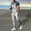 Survêtements pour hommes Hommes Vêtements d'été T-shirt Pantalon 2 PC Ensembles Imprimer T-shirts surdimensionnés Pantalons Casual Sportswear Pantalons de survêtement Costumes