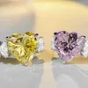 Полосы кольца мода 7ct Золотой золотой циркон срезанный каплей Cluster Ring Кольцо женское серебро 925 колец циркона для женщин Бесплатная доставка240105