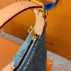 Designer -Denim Lunch Box Bag Retro Womens Blue Underarm Stylish Shoulder Bag Size 20*11cm