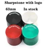 Sharpstone -slipmaskiner 63mm platt topp blandade färger röktillbehör krossar zinklegering 4 lager örtkvarn i stock6116373