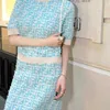 Basic & Casual Dresses designer 23 Spring/Summer New Double F Color Contrast Jacquard Knitted Set Skirt Versatile and Slim Fit W4EI