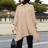 Etnische kleding 2024 lange shirts voor moslimvrouwen effen tops revers hals hijab blouse vintage stijl arabische slijtage casual lente meisje