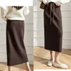 Kvinnors Autumn Winter Black Long Knit Modest kjolar för kvinnor White H Line raka kjolkläder erbjuder TS010 240108