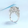 Pierścienie klastra 925 Pierścień srebrnego srebrnego kobiet 10 Karat moissanite luksusowy PT950 złota