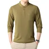 Men's T Shirts Undershirt Top Daily Holiday Breathable Button Up Casual Comfortable Long Sleeve Men Stand Collar Autumn