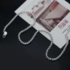 Correntes moda 925 prata esterlina clássico 4mm caixa redonda corrente colares para homens mulher festa de casamento presentes de natal jóias