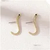 Stud Earrings Trending Unique Jewelry Gold Color Eco-Friendly Metal Small Snake For Women Drop Delivery Otrty