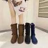 Bottes de neige imperméables pour femmes, bottes à enfiler en coton avec fourrure de renard à la mode, 4 couleurs, 230922, hiver