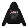 hoodie spider hoodie mannen vrouwen t-shirt schuimprint spinnenweb grafische roze sweatshirts y2k truien broek S-XL