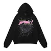 hoodie spider hoodie men women t shirt foam print spider web graphic pink sweatshirts y2k pullovers pant S-XL