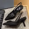 Slingback مدببة أخمص القدمين الخنجر الكعب فستان Sandal Gladiator مضخات البقر بحرون الحفلات الحفلات الحفل