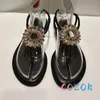 サンダルラグジュアリーローズレッド環状クリスタルバックルフリップフロップシルクスクエアピープトーフラットスリッパセクシーな夏の女性靴