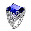 Cluster Ringen Vintage Mannelijke 10ct Lab Sapphire Diamnd Ring 925 Sterling Zilver Belofte Engagement Wedding Band Voor Mannen Partij Sieraden