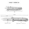 Kniv BM 537GY SERRATED/ FULL BLADE TACTISK FOLD KNIV M390 Överlevnad EDC Pocket Knife Titanium Handle Hunting Self Defense Tools